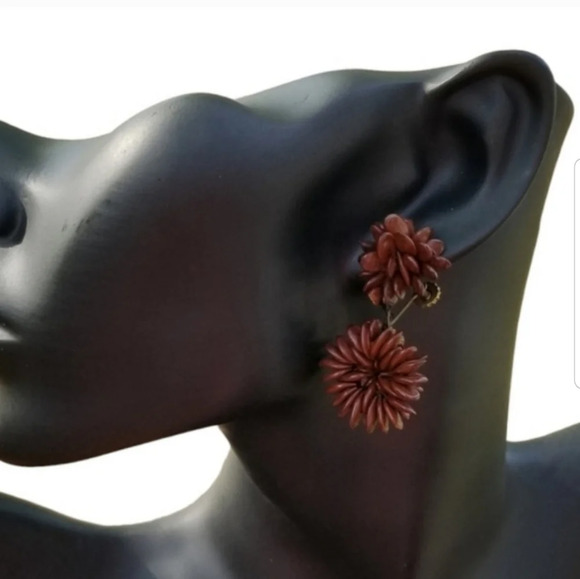 1970S JAMAICAN BOHO BROWN APPLE SEED NECKLACE & EARRINGS SET - Picture 4 of 6